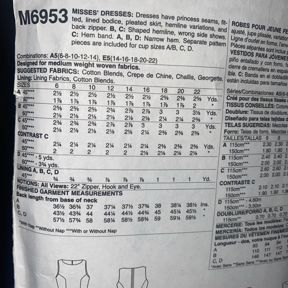McCalls M6953 Sewing Pattern Misses Dress Pleated Skirt Size 6-14 Cut Complete - Picture 3 of 3